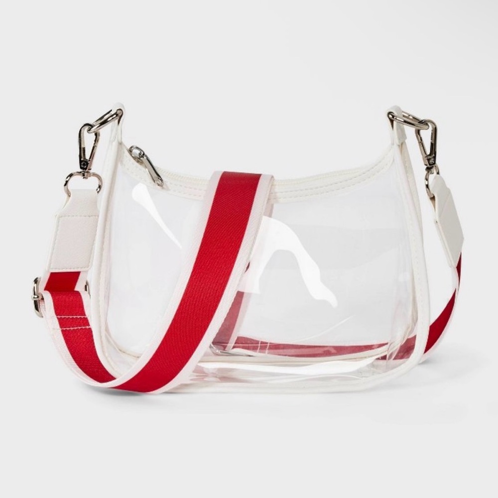 Clear Purse Bag with red straps for Football games, concerts and sports events 🌿